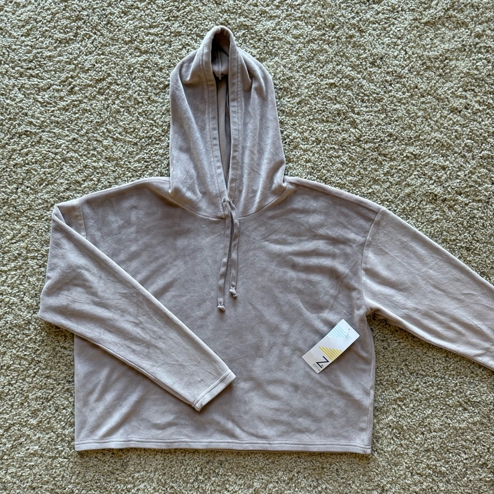 Z by Zella Taupe Cropped Hoodie Long Sleeve Sweatshirt - Size Small